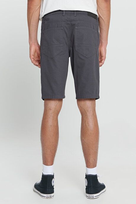 Slim Fit Narrow Cut Dobby 100% Cotton Casual Anthracite Chino Shorts 4A0222200007ATR