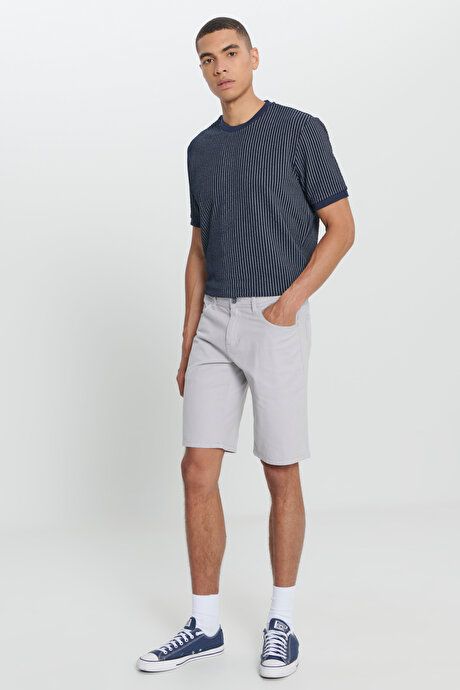 Slim Fit Narrow Cut Dobby 100% Cotton Casual Stone Chino Shorts 4A0222200007TAS