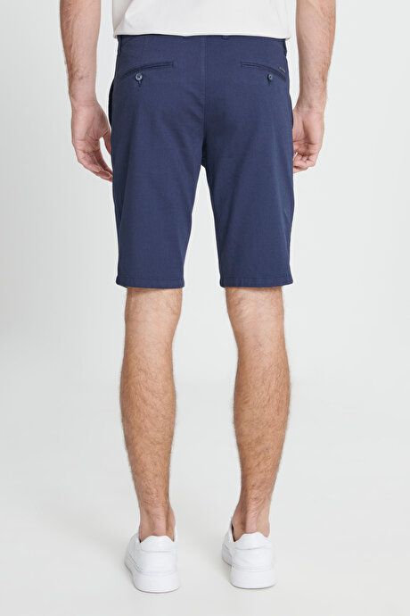 Slim Fit Slim Fit Side Pockets Dobby Navy Blue Shorts 4A0223200003LAC