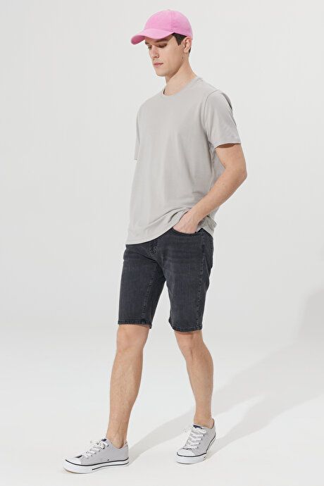 Slim Fit Slim Fit Cotton Stretchy Gray Denim Shorts 4A0223200009GRI