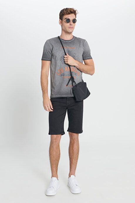 Slim Fit Slim Fit Cotton Stretchy Black Denim Shorts 4A0223200009SYH