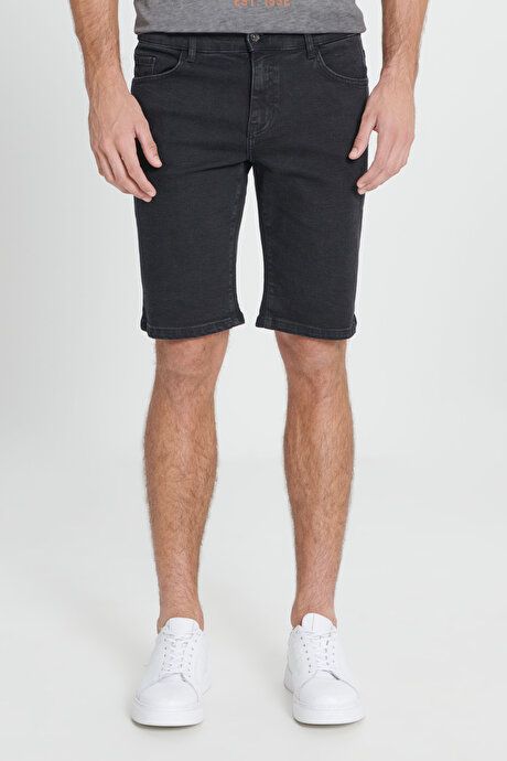 Slim Fit Slim Fit Cotton Stretchy Black Denim Shorts 4A0223200009SYH