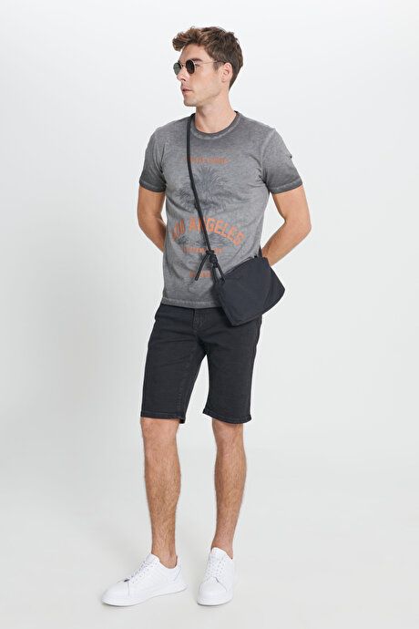 Slim Fit Slim Fit Cotton Stretchy Black Denim Shorts 4A0223200009SYH