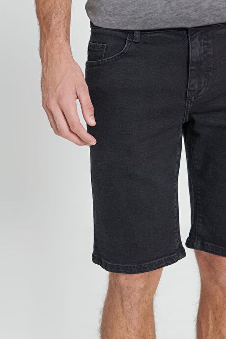 Slim Fit Slim Fit Cotton Stretchy Black Denim Shorts 4A0223200009SYH