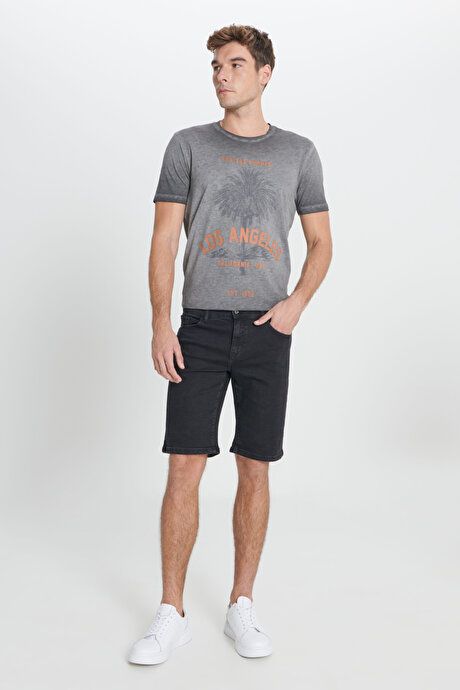 Slim Fit Slim Fit Cotton Stretchy Black Denim Shorts 4A0223200009SYH