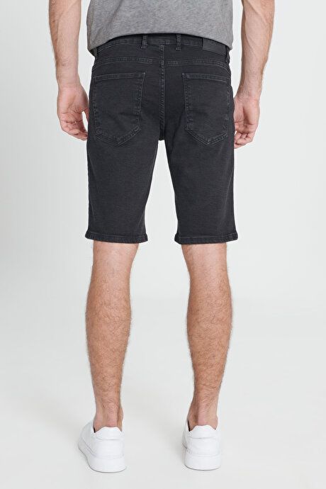 Slim Fit Slim Fit Cotton Stretchy Black Denim Shorts 4A0223200009SYH