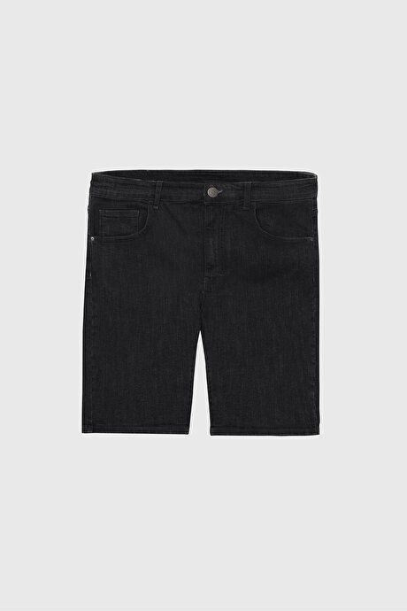 Slim Fit Slim Fit Cotton Stretchy Black Denim Shorts 4A0223200009SYH