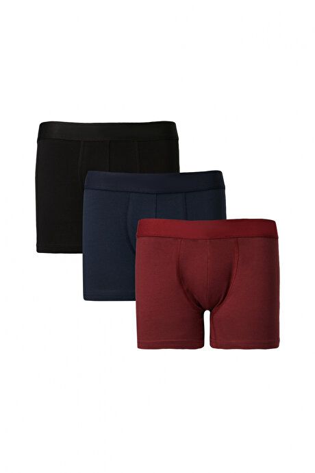 3-Piece Cotton Stretchy Standard Fit Burgundy-Navy Boxers 4A03212P3007BRL