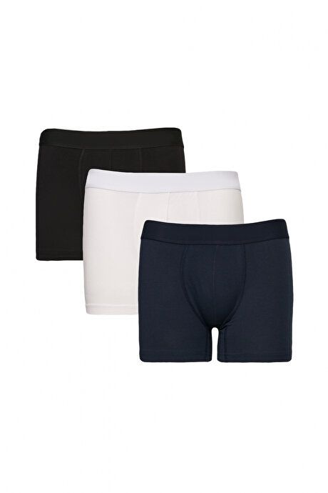 3-Piece Cotton Stretchy Standard Fit White-Blue Boxers 4A03212P3007BZL