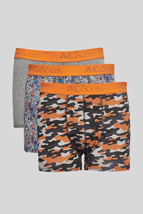 Patterned 3-Piece Black-Orange Boxers 4A03231P3010STC