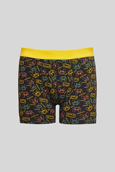 Patterned 3-Piece Black-Yellow Boxers 4A03231P3014SSR