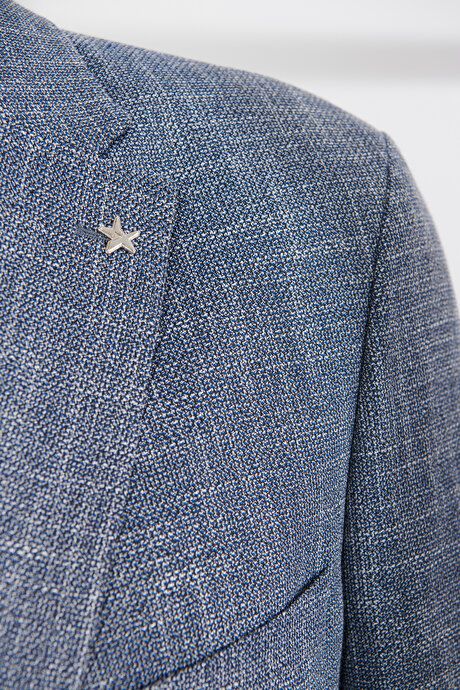 Comfort Fit Relaxed Fit Mono Collar Patterned Blue Jacket 4A0423200013MAV