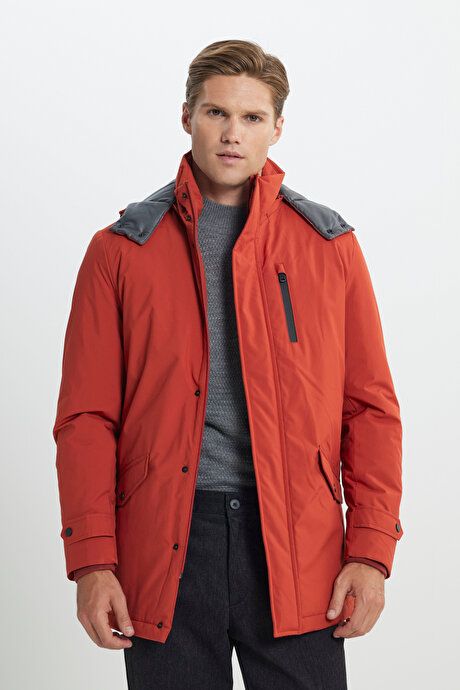 Standard Fit Regular Fit Hooded Cold Proof Tile Coat 4A0723100005KMT