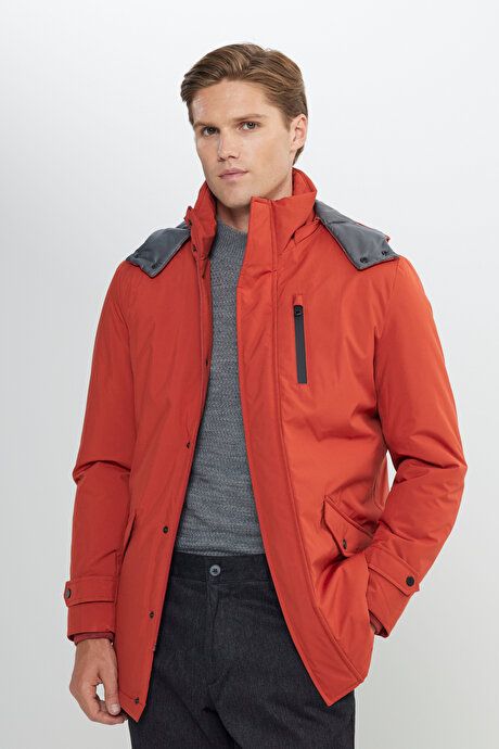 Standard Fit Regular Fit Hooded Cold Proof Tile Coat 4A0723100005KMT