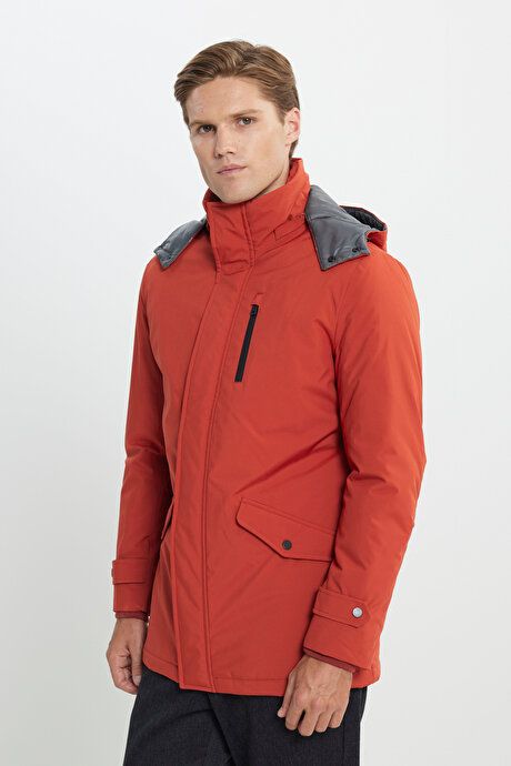 Standard Fit Regular Fit Hooded Cold Proof Tile Coat 4A0723100005KMT