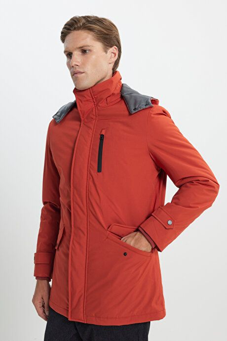 Standard Fit Regular Fit Hooded Cold Proof Tile Coat 4A0723100005KMT