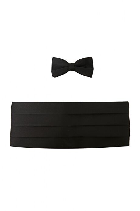 Patternless Black Bow Tie & Belt Set 4A1121200001SYH