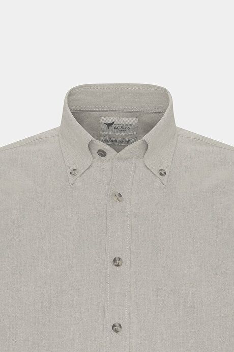 Slim Fit Slim Fit Button-down Collar Cotton Oxford Beige Shirt 4A2000000050BEJ