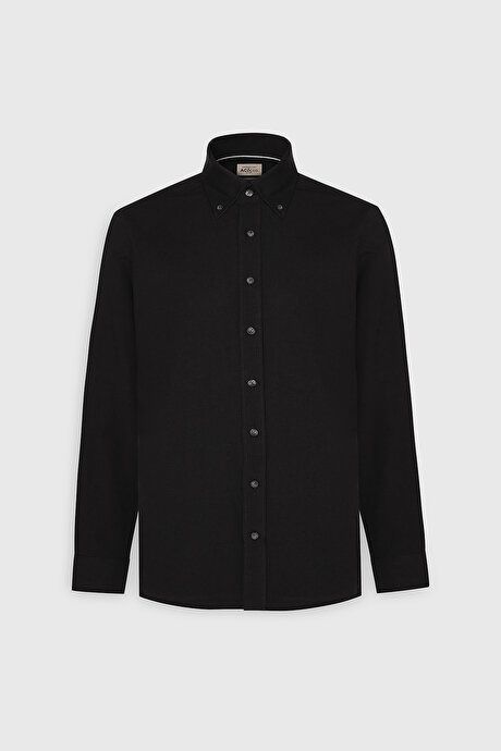 Slim Fit Slim Fit Button-down Collar Cotton Oxford Black Shirt 4A2000000050SYH