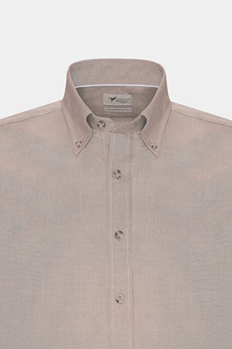 Slim Fit Slim Fit Button-down Collar Cotton Oxford Mink Shirt 4A2000000050VIZ