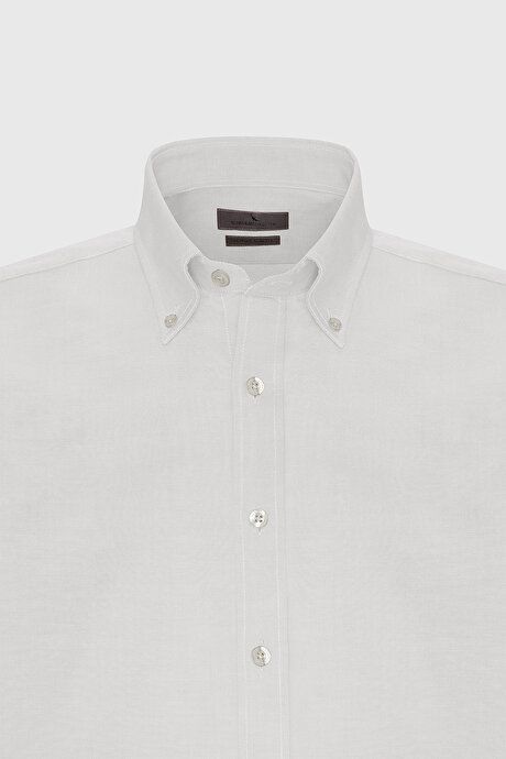 Slim Fit Slim Fit 100% Cotton Button-down Collar Oxford White Shirt 4A2000000051BYZ