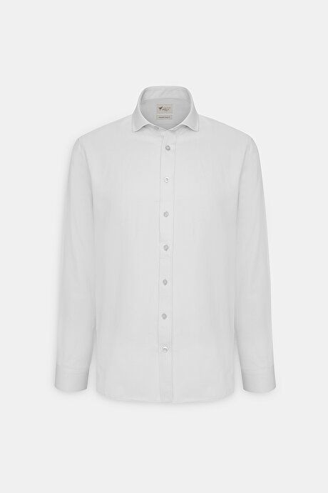 Easy Iron Slim Fit Slim Fit Slim Fit Italian Collar Dobby Basic White Shirt 4A2000000062BYZ