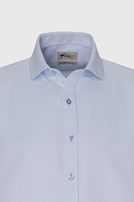 Easy Iron Slim Fit Slim Fit Slim Fit Italian Collar Dobby Basic Blue Shirt 4A2000000062MAV