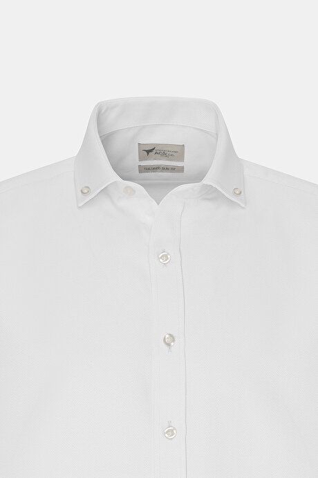 Slim Fit Slim Fit Oxford Button-down Collar Dobby Cotton White Shirt 4A2000000063BYZ