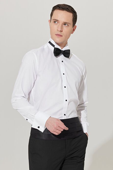 Slim Fit Slim Fit 100% Cotton White Shirt 4A2020000004BYZ