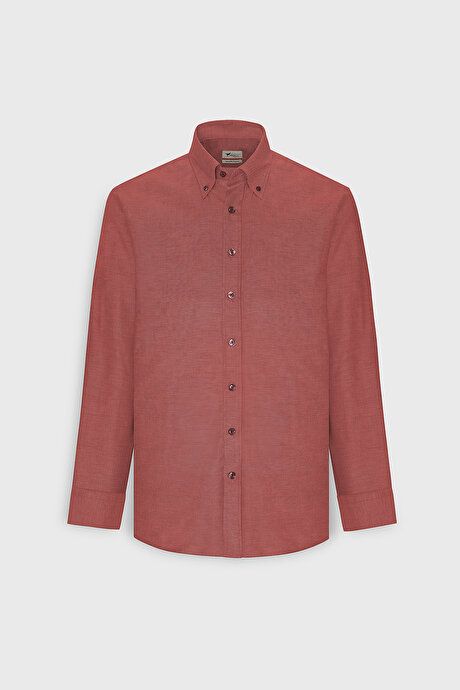 Button-down Collar Easy Iron Cotton Slim Fit Slim Fit Oxford Burgundy Shirt 4A2021100103BRD