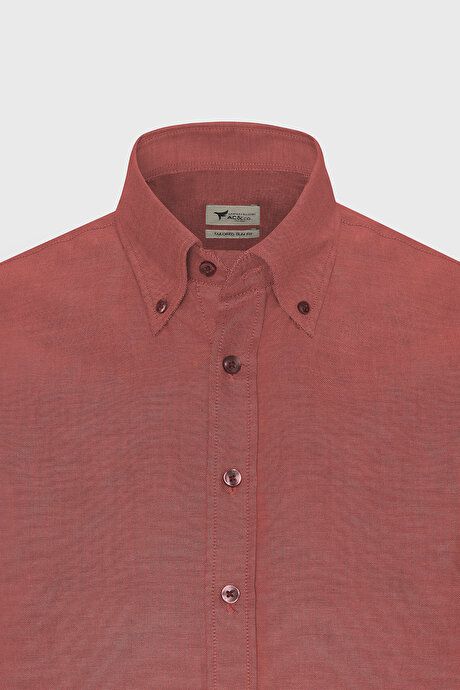 Button-down Collar Easy Iron Cotton Slim Fit Slim Fit Oxford Burgundy Shirt 4A2021100103BRD