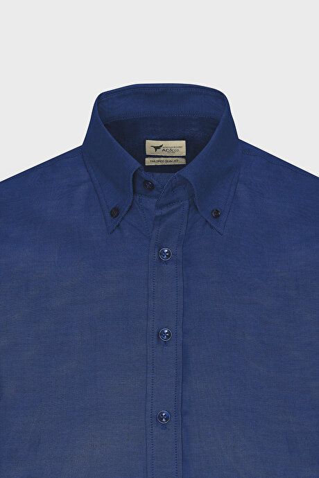 Button-down Collar Easy Iron Cotton Slim Fit Slim Fit Oxford Dark Navy Shirt 4A2021100103KLC