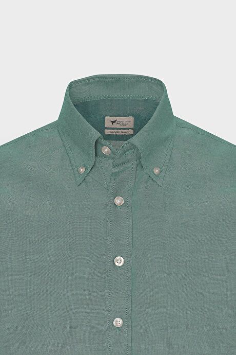 Button-down Collar Easy Iron Cotton Slim Fit Slim Fit Oxford Green Shirt 4A2021100103YSL