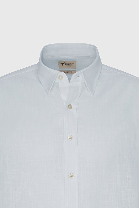 Comfort Fit Relaxed Fit Hidden Button Collar 100% Cotton Flamed Light Blue Shirt 4A2023200232amv