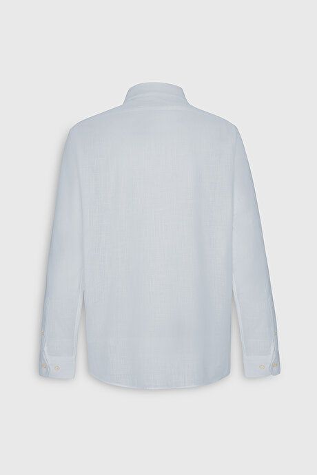 Comfort Fit Relaxed Fit Hidden Button Collar 100% Cotton Flamed Light Blue Shirt 4A2023200232amv