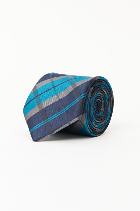 Patterned Tie-Handkerchief Set Navy Blue-Green-Gray Tie 4A2122100052LYG