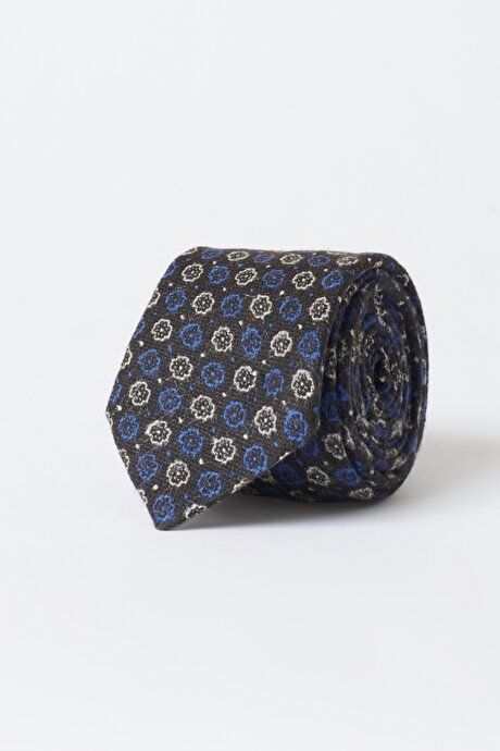 Patterned Classic Coffee-Beige-Blue Tie 4A2122100066KBM