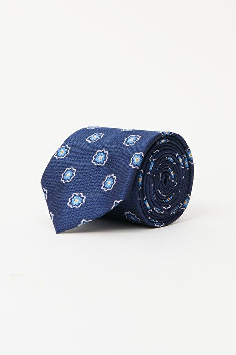 Patterned Navy Blue-Gold Tie 4A2122100073LTN