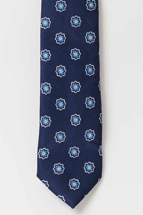 Patterned Navy Blue-Gold Tie 4A2122100073LTN