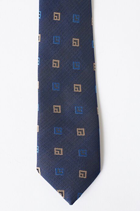 Patterned Classic Navy-Blue-Beige Tie 4A2122100075LVB