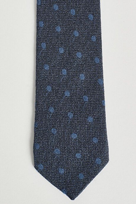 100% Wool Patterned Navy Blue Tie 4A2122100076LAC