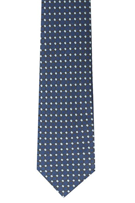 Patterned Classic Navy Blue Tie 4A2122200019LAC