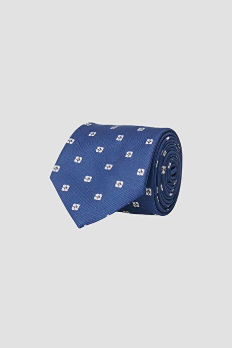 Patterned Classic Navy Blue Tie 4A2122200038LAC