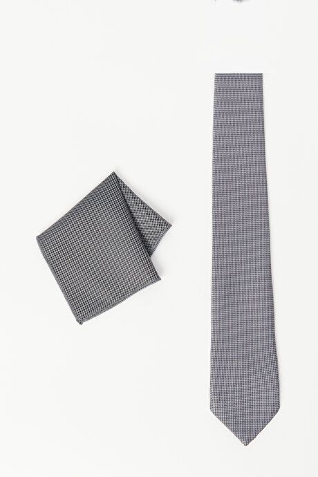 Patterned Tie-Handkerchief Set Gray Set 4A2123100005GRI