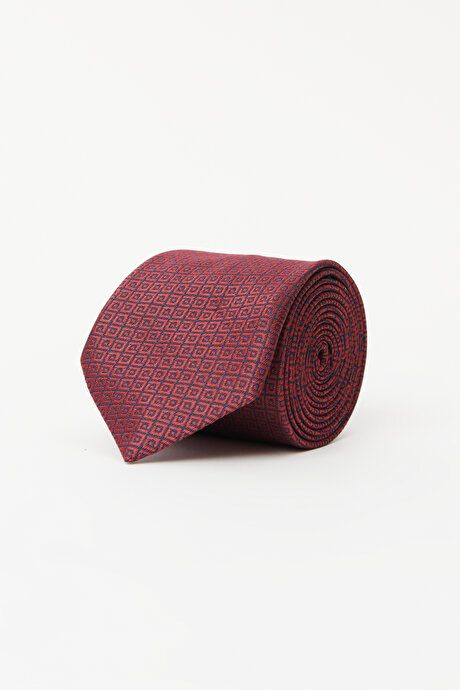 Patterned Burgundy-Navy Blue Tie 4A2123100039BRL