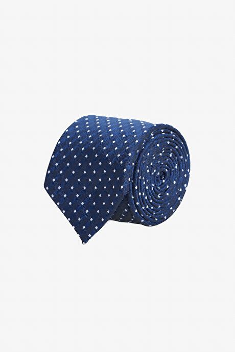 Patterned Navy Blue-White Tie 4A2124200032LCB