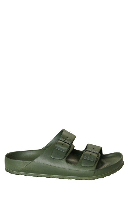 Double Banded Buckle Khaki Slippers 4A232222200001HAK