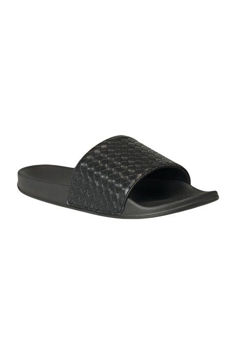 Straw Print Black Slippers 4A2322200004SYH