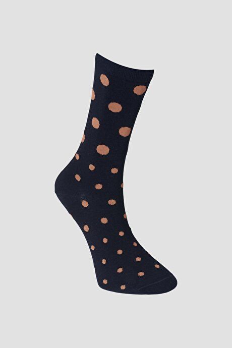 Single Patterned Navy Blue Socks 4A2522100021LAC