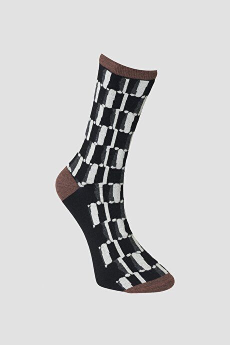 Patterned Black-White-Brown Socks 4A2522100028SBK